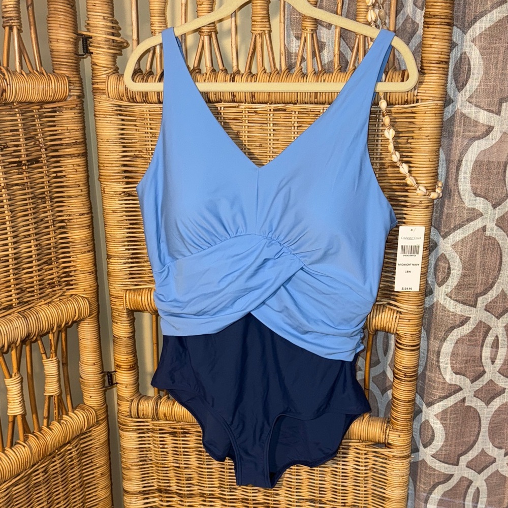 Coldwater Creek Kids Swim One Piece in Light Blue and Navy